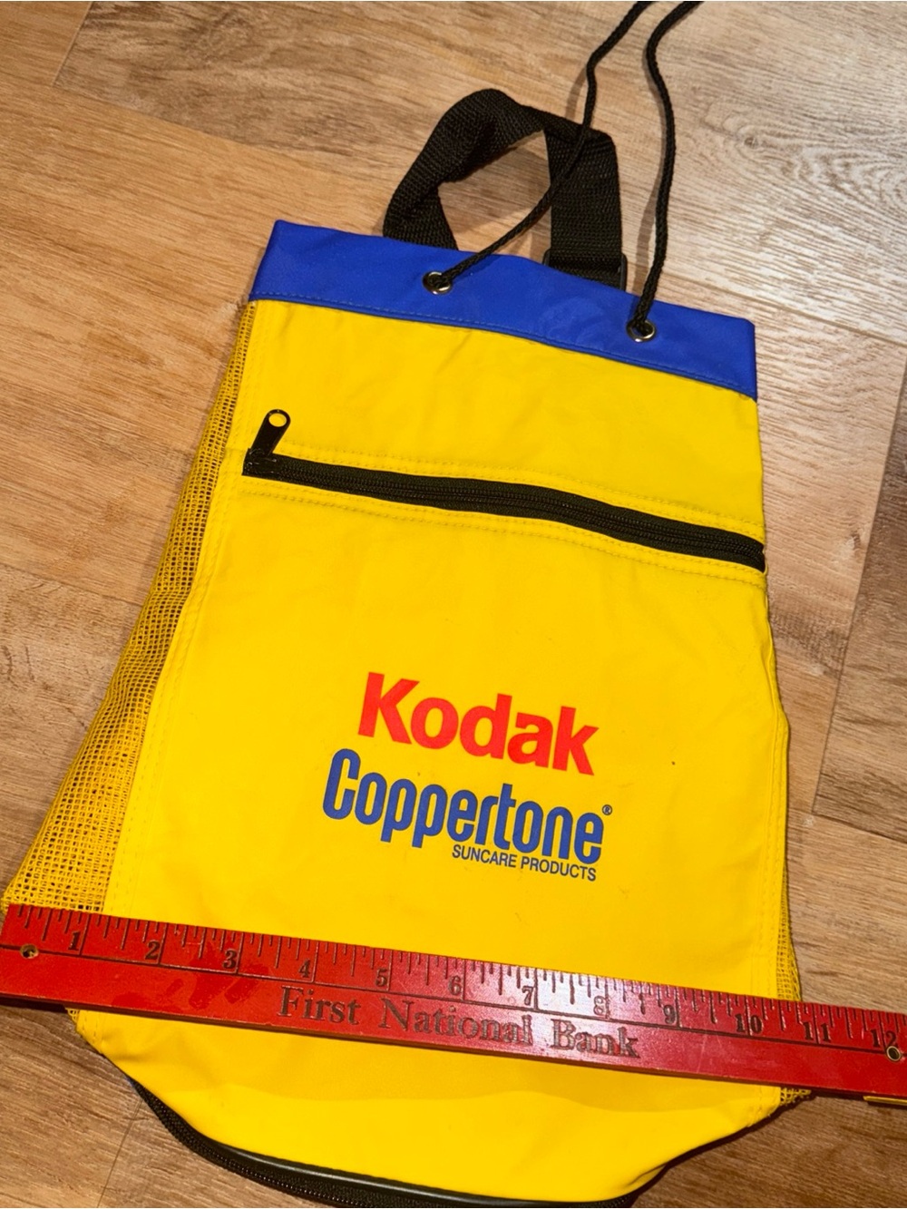 Vintage Kodak Coppertone Beach/Pool Bag W/ Drawstring & Cooler Yellow & Blue